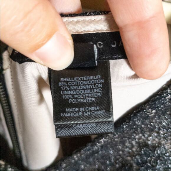 MARC by MARC JACOBS Black Metallic Lace Cocktail Dress V-Neck Lined Women's 4 - Picture 5 of 5